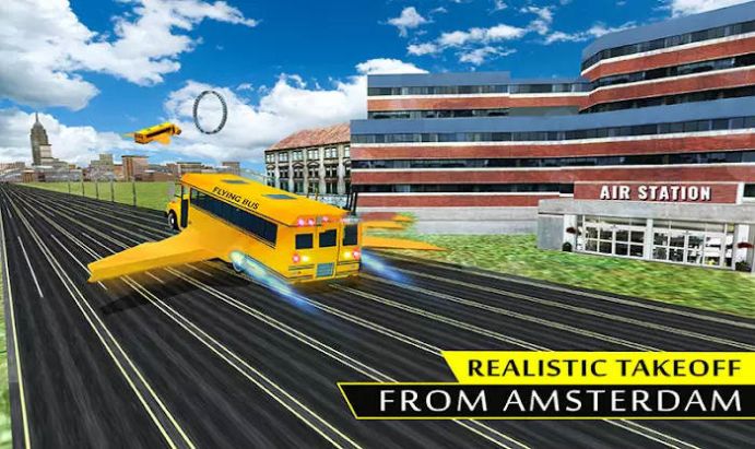 高中飞行公交车模拟器(Futuristic Flying bus driving simulator)