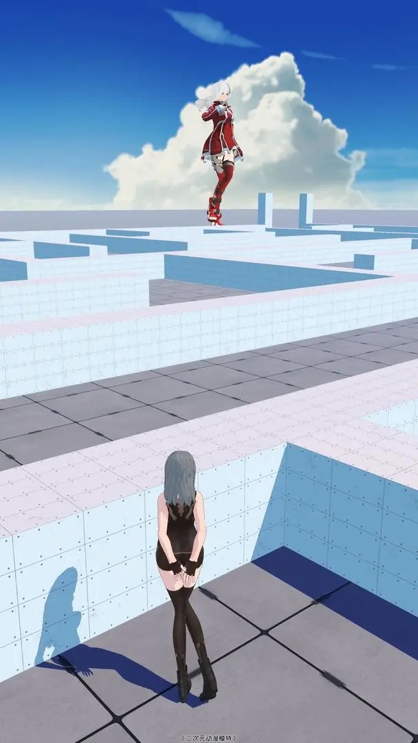 二次元动漫模特穿越迷宫的少女